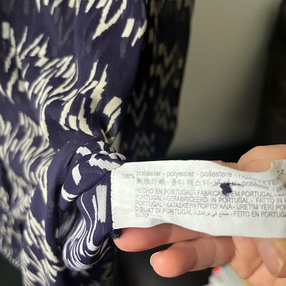 Zara Purple Pattern Semi Sheer Long Sleeve Blouse with Mandarin Collar Size S - Picture 8 of 8